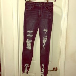 Dark wash distressed jeans